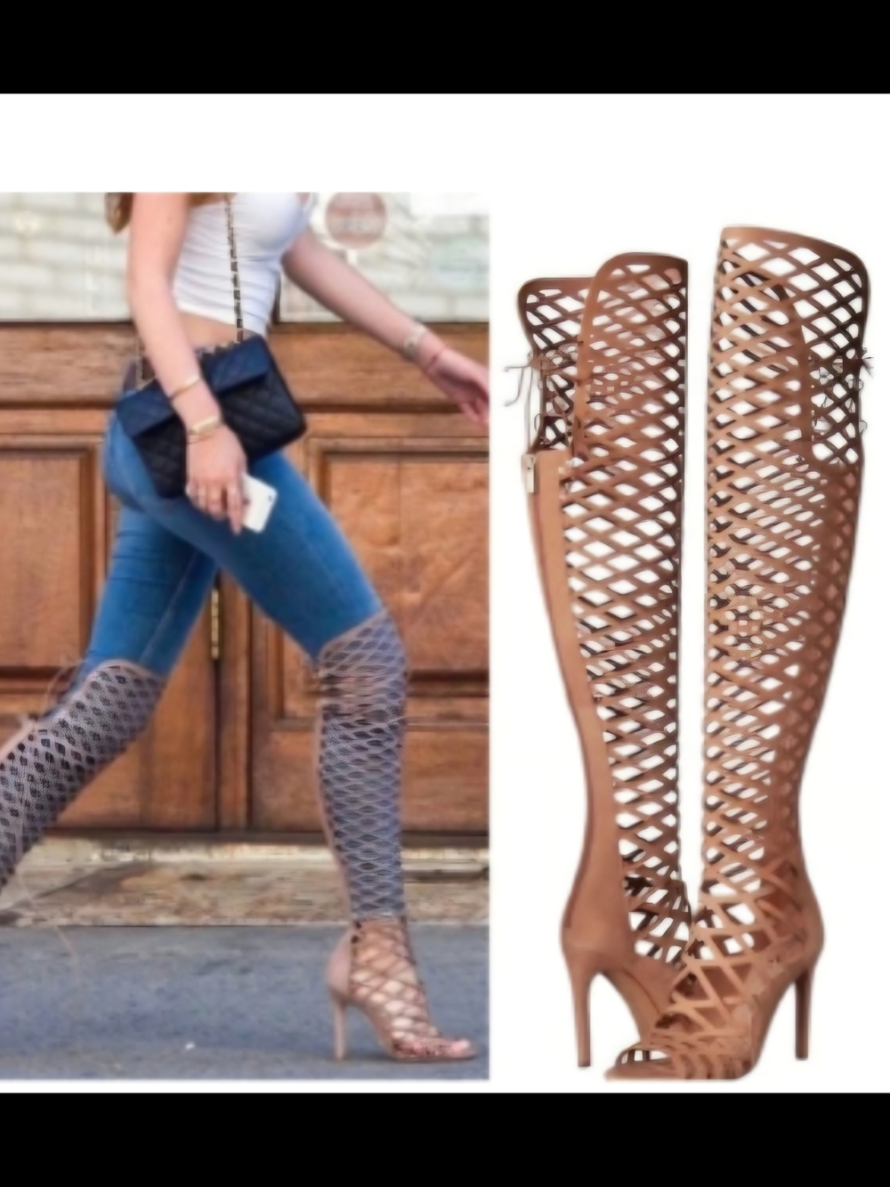 Vince Camuto Black Lace-Up Gladiator Heeled Boots - Picture 8 of 8